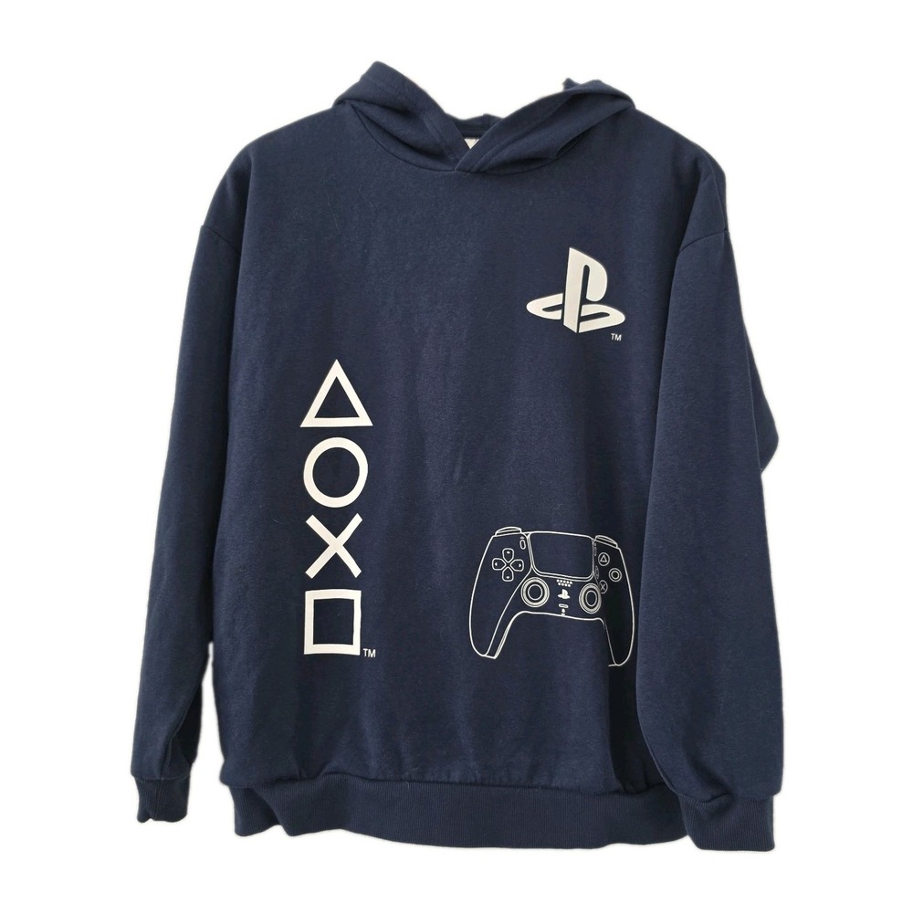 PlayStation Hoodie Youth Boys Size 18 XL Navy Blue Controller Graphic Sweatshirt